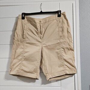 Chico's Women's Large Tan Cuffed Bermuda Shorts